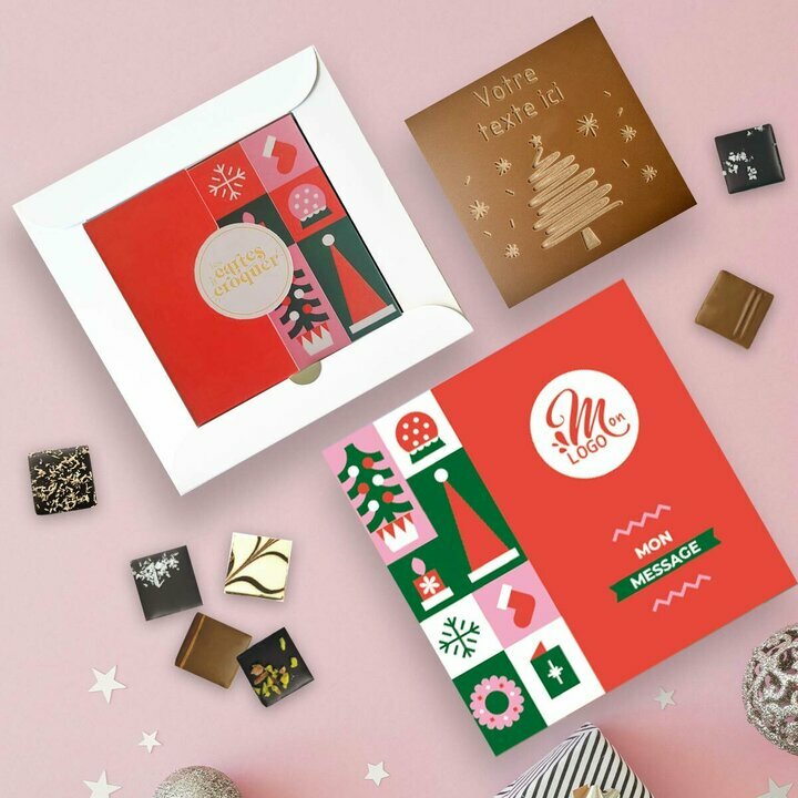 Coffret Duo Carte  Croquer Sapin - Collection Nol Entreprise Thme Pop Rouge
