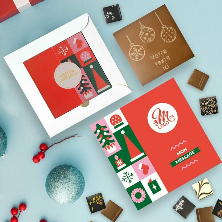 Coffret Duo Carte  Croquer Boules de Nol - Collection Nol Entreprise thme Pop Rouge