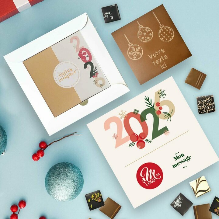 Coffret Duo Carte  Croquer Boules de Nol - Collection Nol Entreprise thme Typo Festive