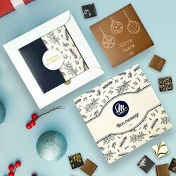 Coffret Duo Carte  Croquer Boules de Nol - Collection Nol Entreprise thme Feuillage Bleu