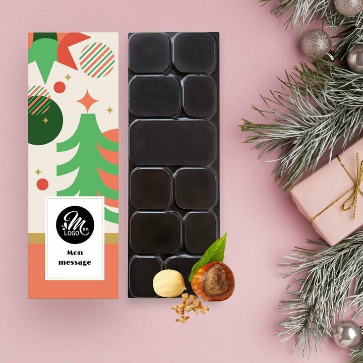 Tablettes de Chocolat Noir clats de noisettes modle gomtrie