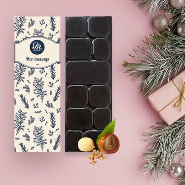 Tablettes de Chocolat Noir éclats de noisettes - Collection Noël Entreprise