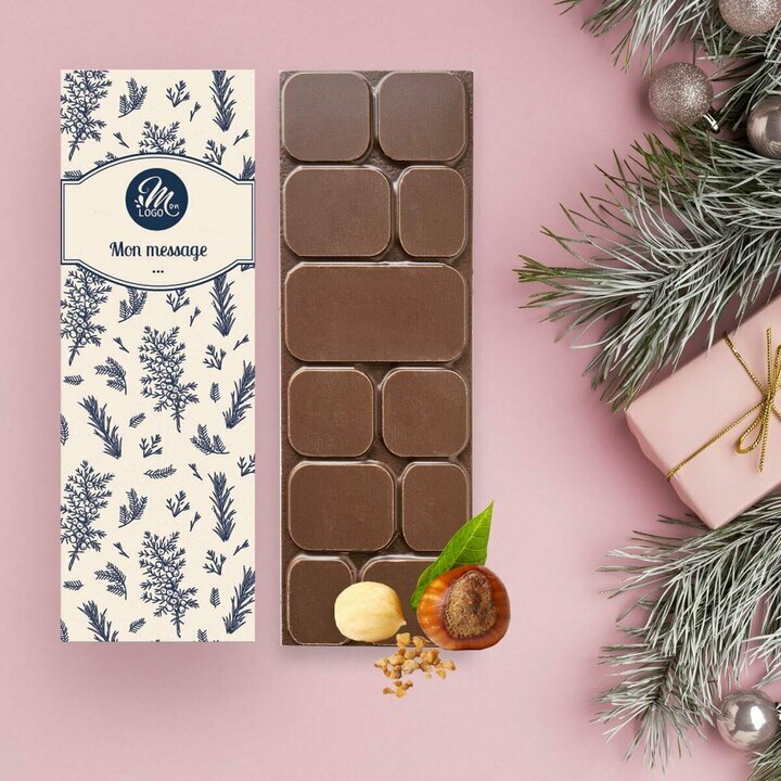Tablettes de Chocolat Noir clats de noisettes modle feuillage