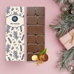 Tablettes de Chocolat Noir clats de noisettes modle feuillage
