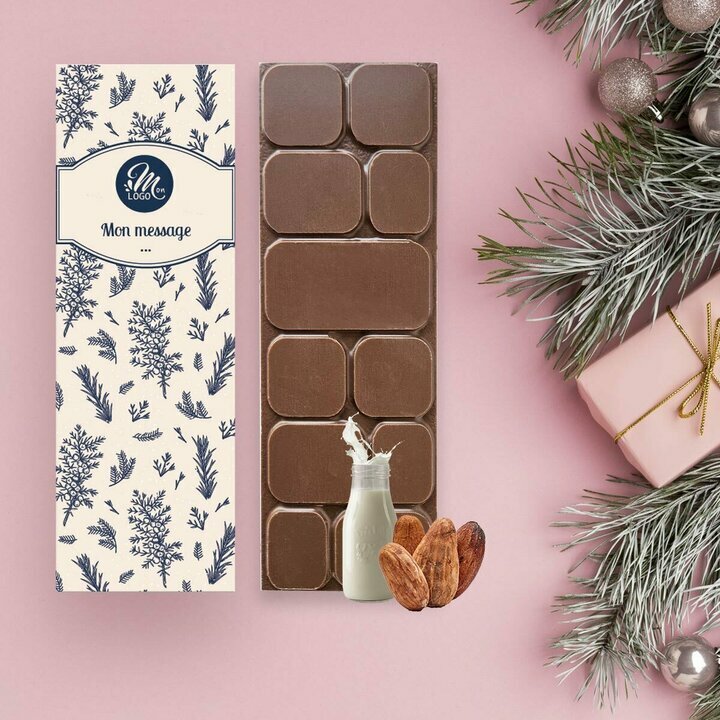 Tablettes de Chocolat Noir clats de noisettes modle feuillage