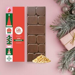 Tablettes de Chocolat Noir clats de noisettes modle pop rouge