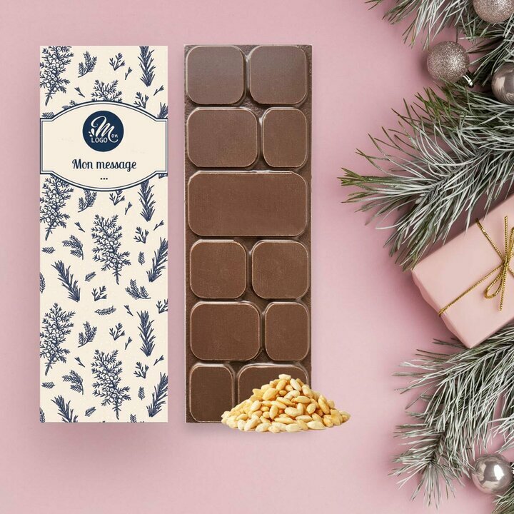 Tablettes de Chocolat Noir clats de noisettes modle feuillage