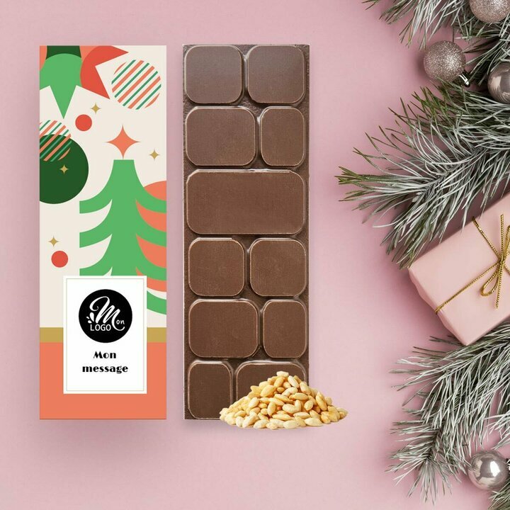 Tablettes de Chocolat Noir clats de noisettes modle gomtrie