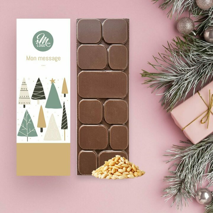 Tablettes de Chocolat Noir clats de noisettes modle sapins