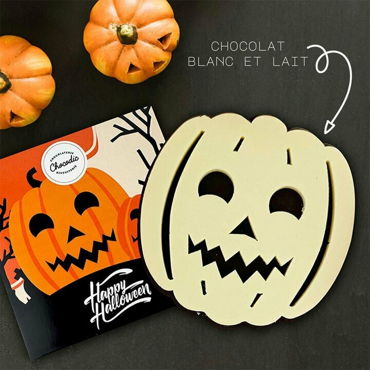 Coffret Citrouille d'Halloween en chocolat Noir et chocolat Blanc