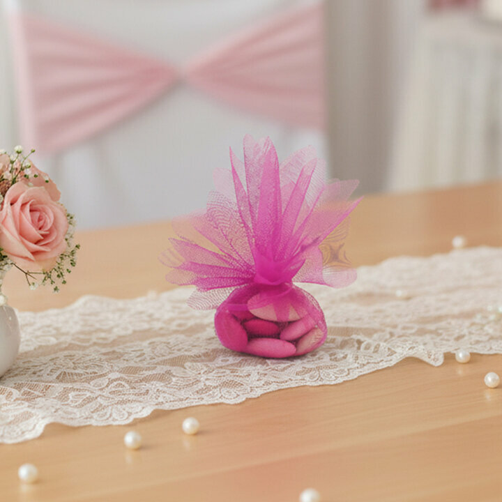Contenant  drages Tulle couleur Fushia