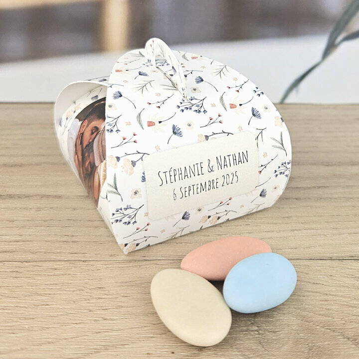 Bote  drages Tulipe thme Fleurette personnalis avec du texte et une photo