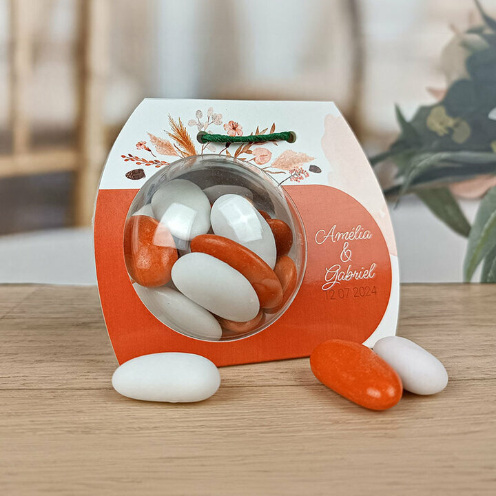 Boite  drages boule ''Bohme Terracotta'' personnalise avec du texte