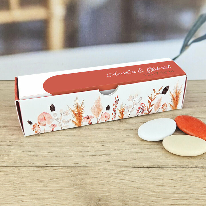 Bote  drages Etui ''Bohme Terracotta'' personnalise texte