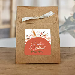 Etiquette carre autocollante ''Bohme Terracotta'' personnalise