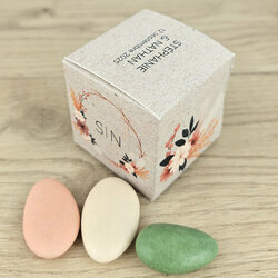 Boite  drages cube petit modle ''Fleurs sches'' personnalise Texte