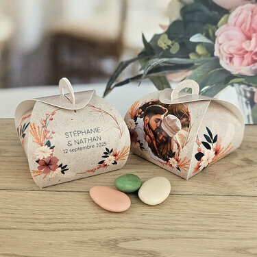 Boîte à dragées Tulipe thème Fleurs séchées