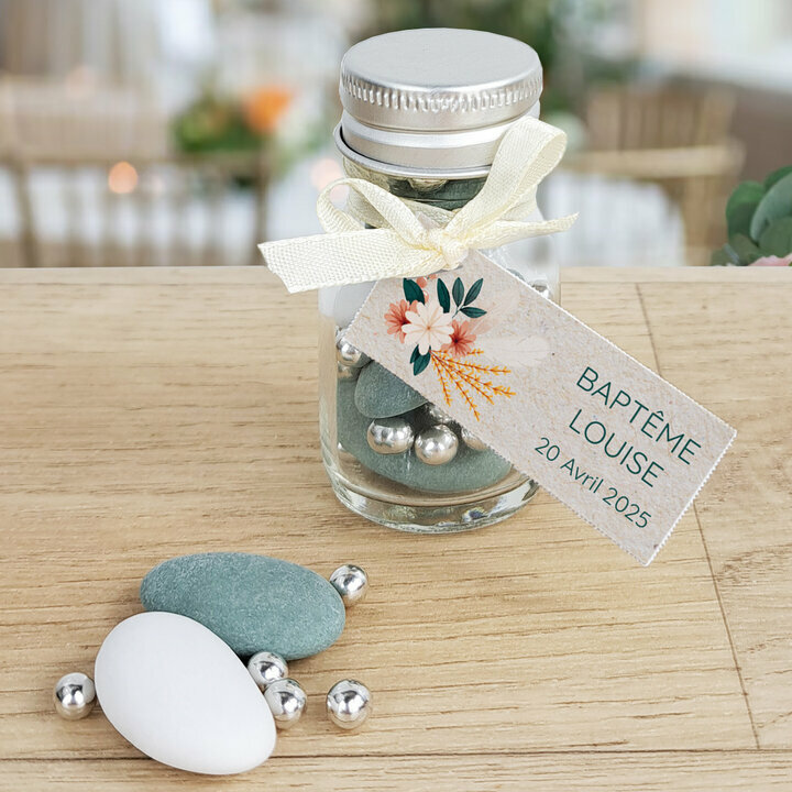 Etiquette cartonne ''Fleurs sches'' personnalise