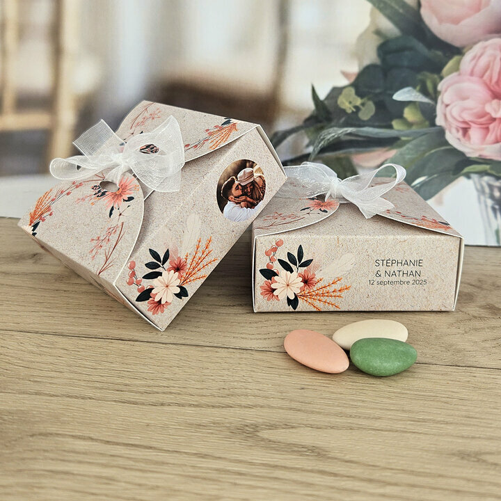 Bote  drages grand modle Nina ''Fleurs sches'' personnalise Texte et Photo