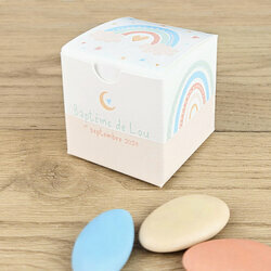 Boite  drages cube Petit Modle ''Arc-en-ciel'' personnalise Texte