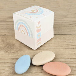 Boite  drages cube Petit Modle ''Arc-en-ciel'' personnalise Texte vue de dos