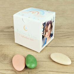 Boite  drages cube ''Arc-en-ciel'' personnalise Photo et Texte
