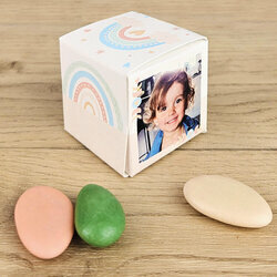 Boite  drages cube Petit Modle ''Arc-en-ciel'' personnalise Photo vue de dos