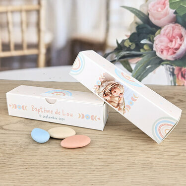 Boîte à dragées Etui ''Arc-en-ciel'' personnalisée