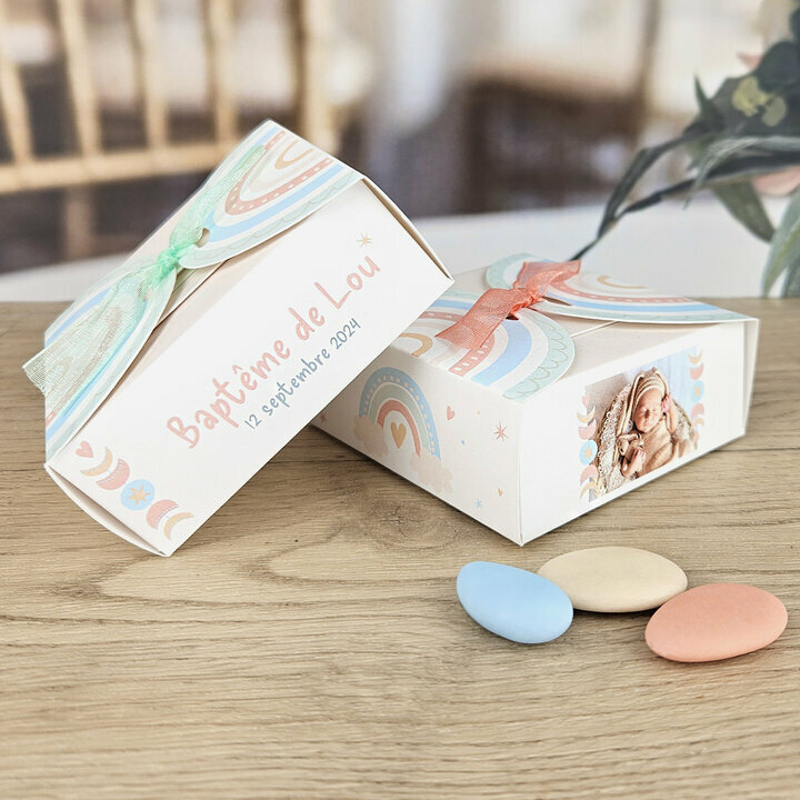 Bote  drages Nina Grand Modle ''Arc-en-ciel'' personnalise Texte et Photo
