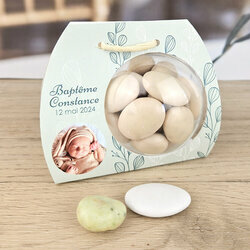 Ballotin boule ''Eucalyptus'' personnalise Texte et  Photo