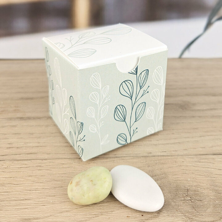 Boite  drages cube Grand Modle ''Eucalyptus'' non personnalise