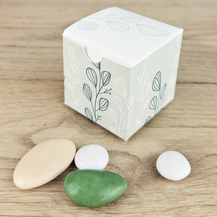 Boite  drages cube Petit Modle ''Eucalyptus'' non personnalise