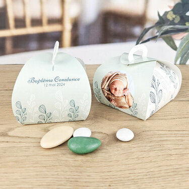 Boîte à dragées Tulipe thème Eucalyptus