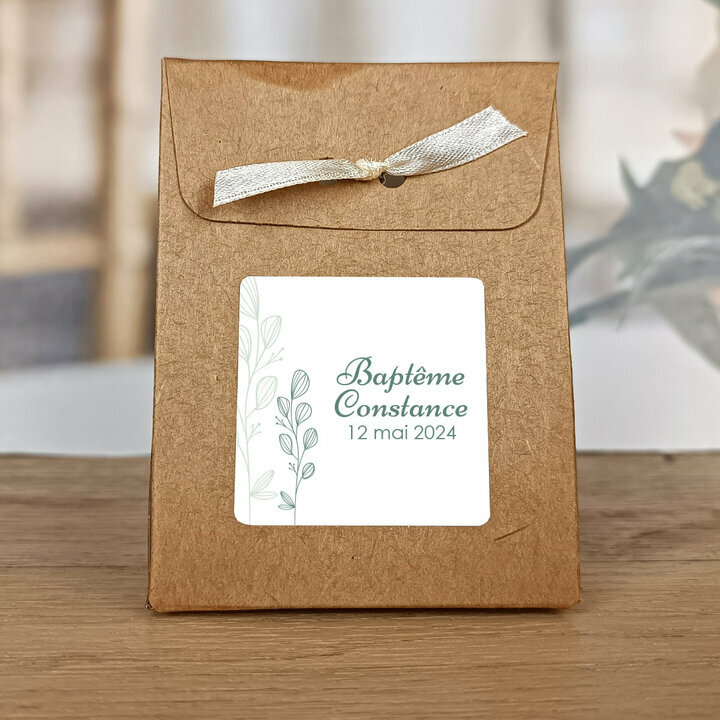 Etiquette carre autocollante ''Eucalyptus'' personnalise