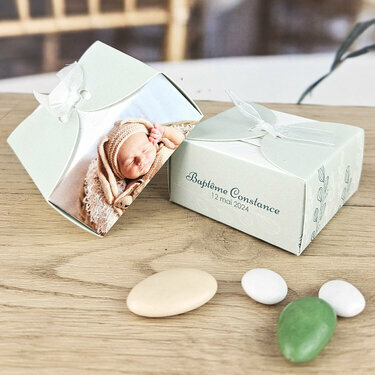 Boîte à dragées Nina ''Eucalyptus'' personnalisée