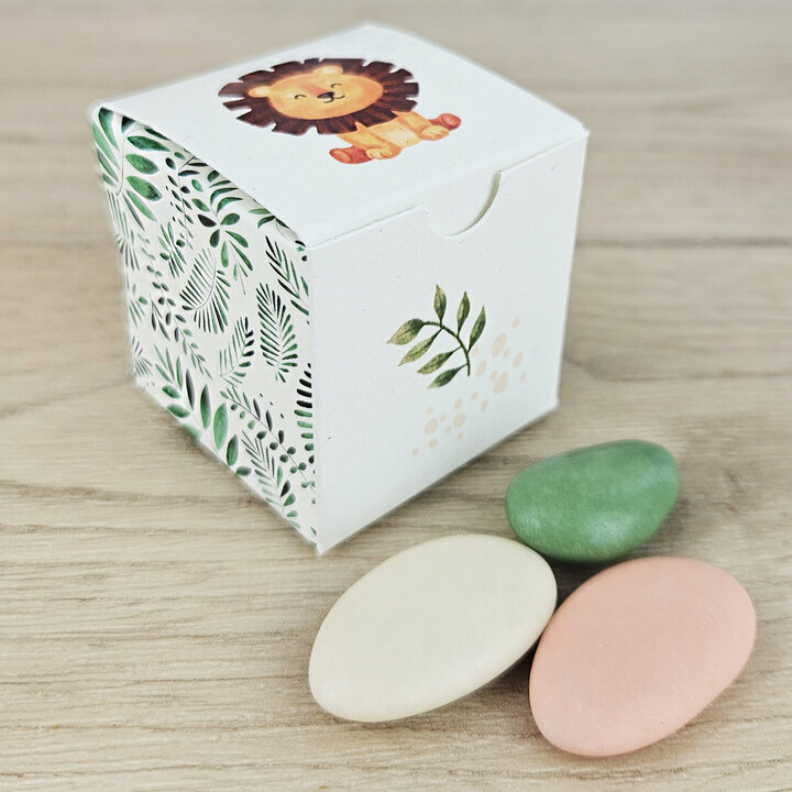 Boite  drages Cube Petit Modle ''Jungle'' non personnalise