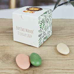 Boite  drages Cube Grand Modle ''Jungle'' personnalise Texte