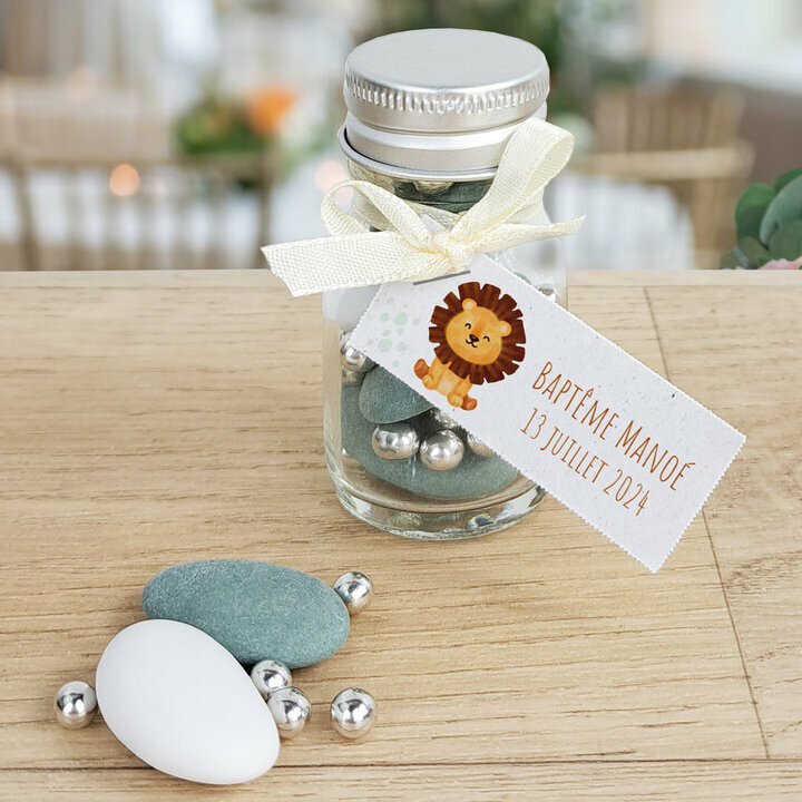 Etiquette cartonnée ''Jungle'' personnalisée Etiquette cartonnée ''Jungle'' personnalisée