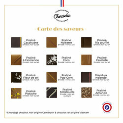Coffret Chocoexpériences Pralinés Motif Fleuri Carte des Saveurs Chocolats Pralinés