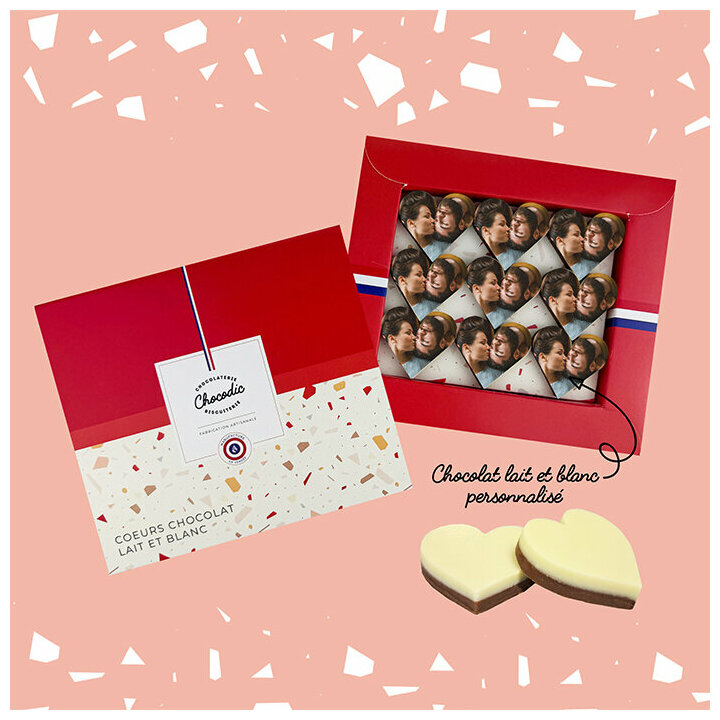 Coffret 9 coeurs chocolats et la composition