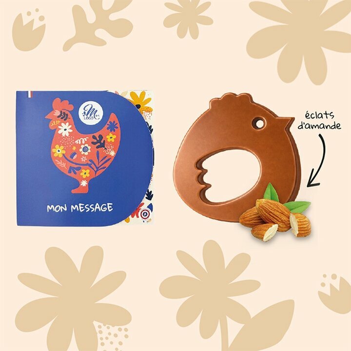Sujets de P�ques - Collection P�ques Entreprise : Poule Chocolat Lait �clats d'amandes