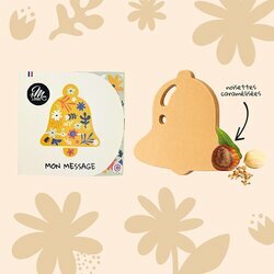 Sujets de P�ques - Collection P�ques Entreprise : Cloche Chocolat Blanc-Caramel �clats de noisettes caram�lis�es