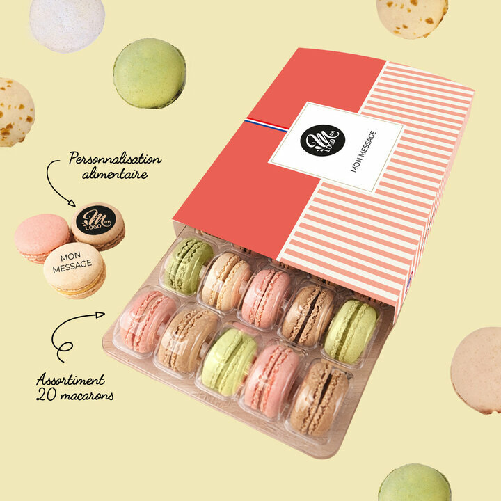 Composition Coffret 20 macarons personnalis�s - Collection entreprise
