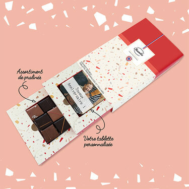 Coffret duo chocolat avec tablette personnalis&eacute;