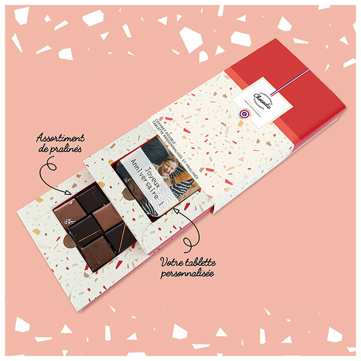 Coffret duo chocolat avec tablette personnalisé Coffret duo chocolat avec tablette personnalisé