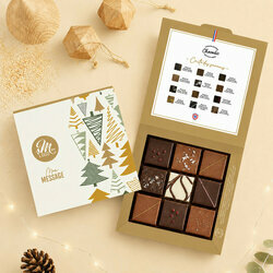 Coffret Essentiel 9 chocolats - Collection Noël Entreprise Coffret Essentiel 9 chocolats - Collection Noël Entreprise thème Forêt de Sapins