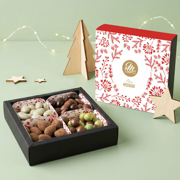 Coffret Gourmand Moyen Modèle - Collection Noël Entreprise Coffret Gourmand Moyen Modèle - Collection Noël Entreprise Modèle Feuillage
