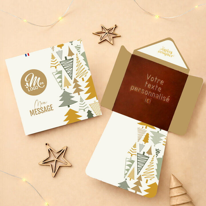 Enveloppe Carte � Croquer Message - Collection No�l Entreprise Mod�le For�t de Sapins