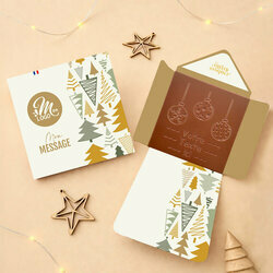 Enveloppe Carte à Croquer Boules de Noël - Entreprise Enveloppe Carte à Croquer Boules de Noël - Entreprise Modèle Forêt de Sapins