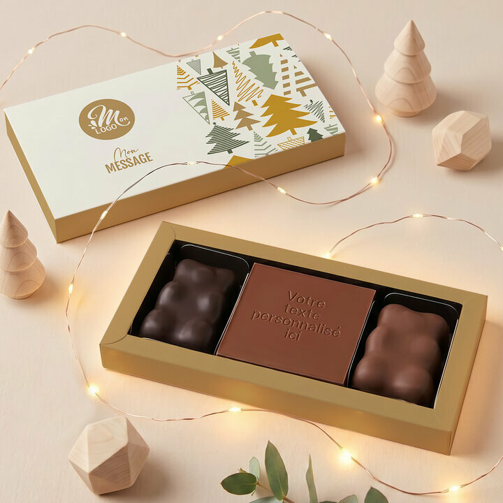 Coffret Douceur Carte � Croquer Message - Collection No�l Entreprise th�me For�t de Sapins